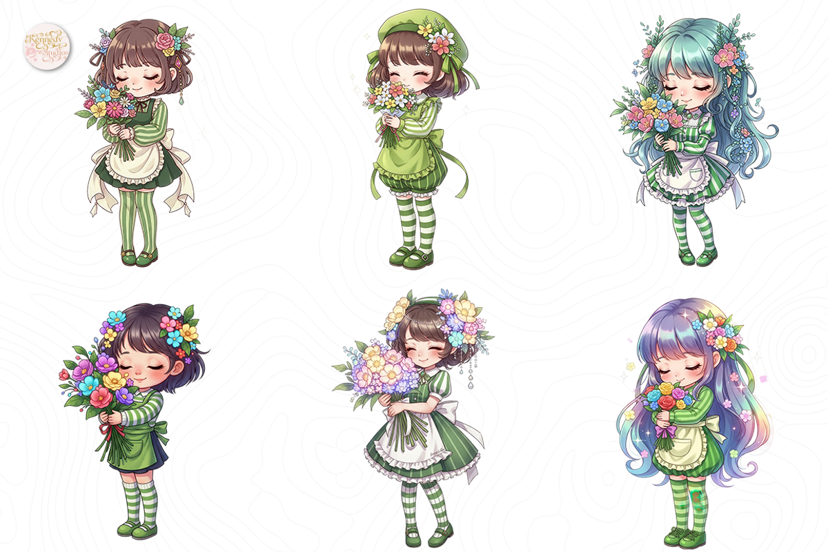 Little Floral Girl PNG Clipart, Cute, a Person Illustration by KennedyStudio (Photo 3 of 5)