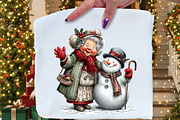 Christmas Grandma with Snowman, an Illustration by Craft Nest (Thumbnail 5 of 9)