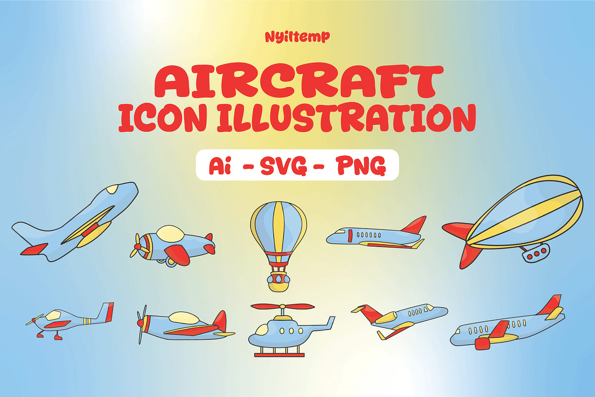 Aircraft Icon Illustration, a Solid Icon by nyilstudio