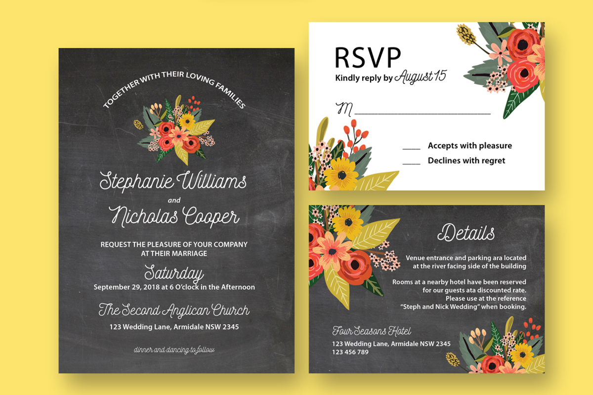 Floral Chalkboard Wedding Suite, an Invitation Template by Inkpower (Photo 2 of 2)