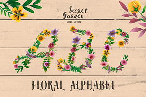 Floral Alphabet - Secret Garden