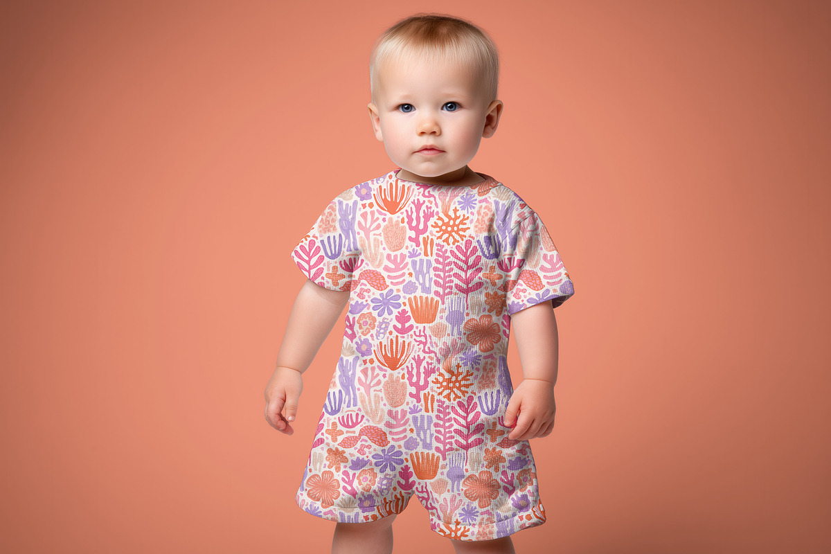 Short-sleeved Kid's Romper Mockup, a Shirt Mockup by 1001 mockups (Photo 6 of 7)