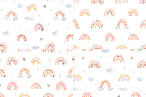 Watercolor Rainbow. Cute Patterns