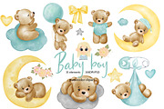 Baby Boy Watercolor clipart, an Animal Illustration by Natalya_Mona_Art (Thumbnail 1 of 10)