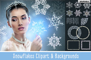 SNOWFLAKES Clipart + Backgrounds, an Object Graphic by MixPixBox (Thumbnail 3 of 10)