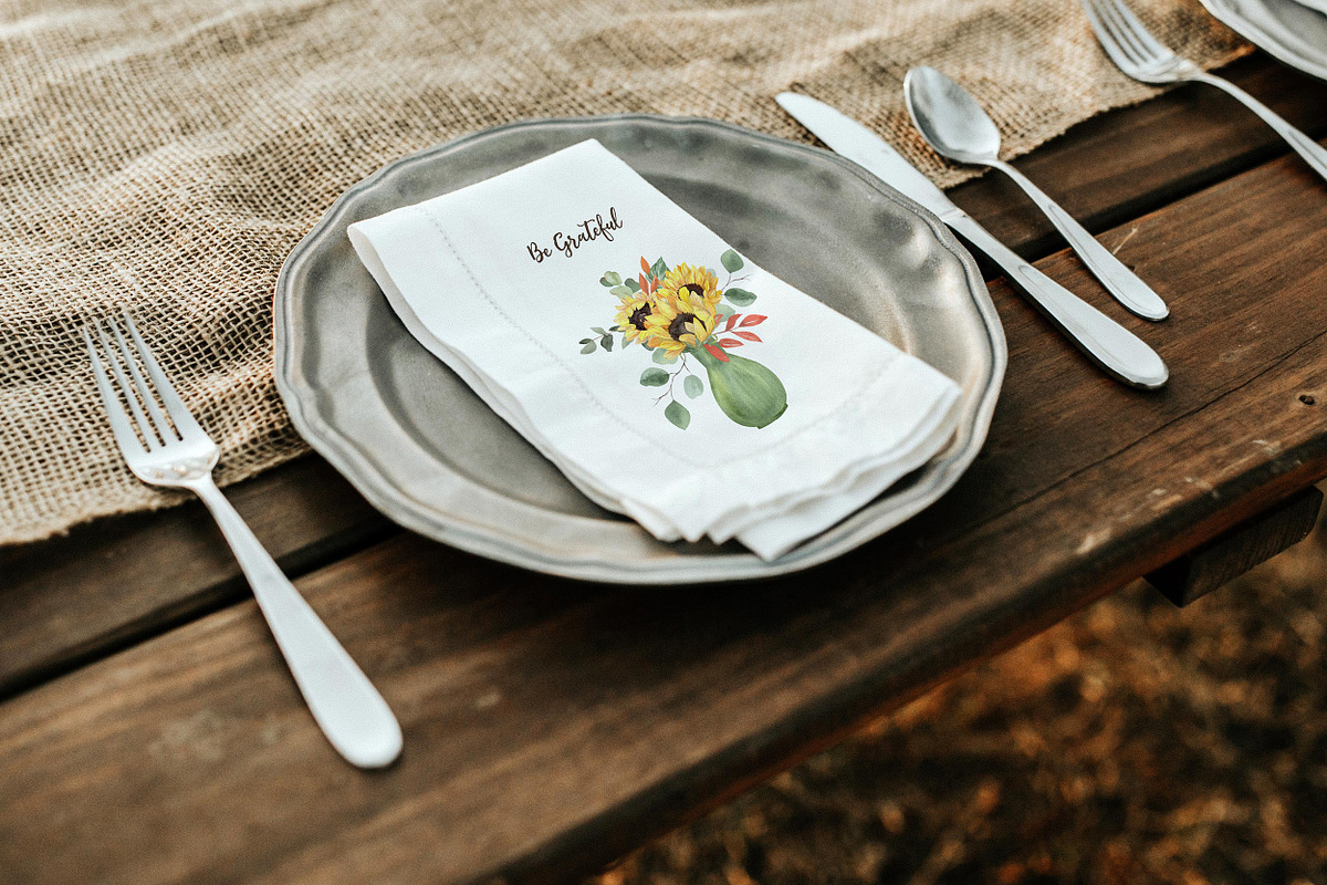 Sunflower Watercolor Thanksgiving, a Seasonal Illustration by Catch the Dream Art (Photo 5 of 9)