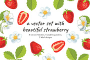 Vector set with delicious strawberri, a Background Graphic by natamastery (Thumbnail 1 of 4)
