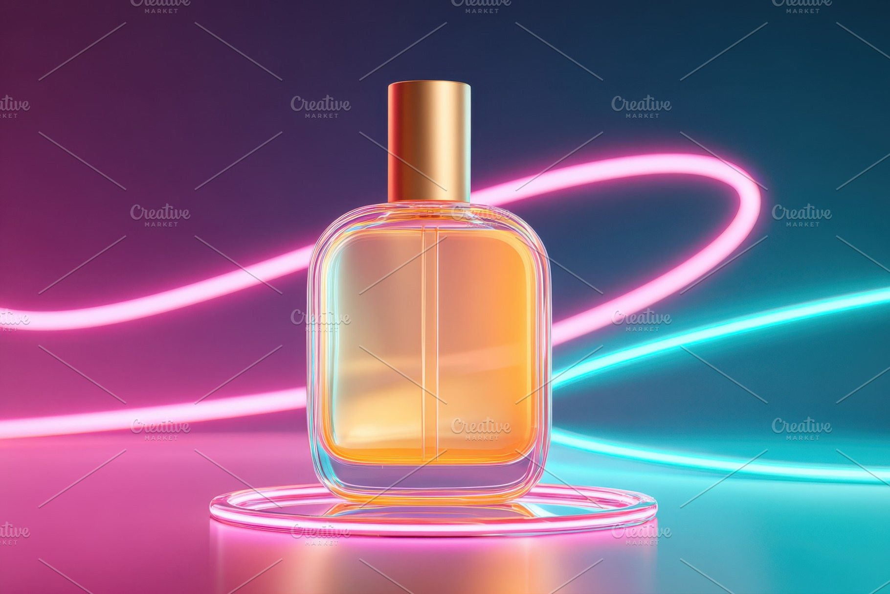 Modern perfume bottle with vibrant lighting, a Beauty & Fashion Photo by AlyaAnd