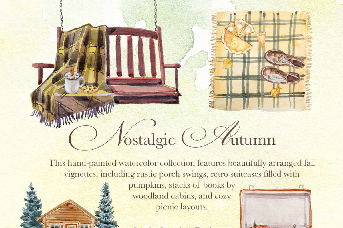 Hand Painted Nostalgic Autumn Set, a Decorative Illustration by ArtCreationsDesign (Photo 7 of 17)