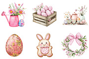 Pink Easter Watercolor Clipart Bundl, an Illustration by DreamArtGraphic (Thumbnail 3 of 4)