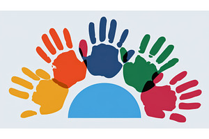 Colorful handprints in various, an Illustration by tilialucida