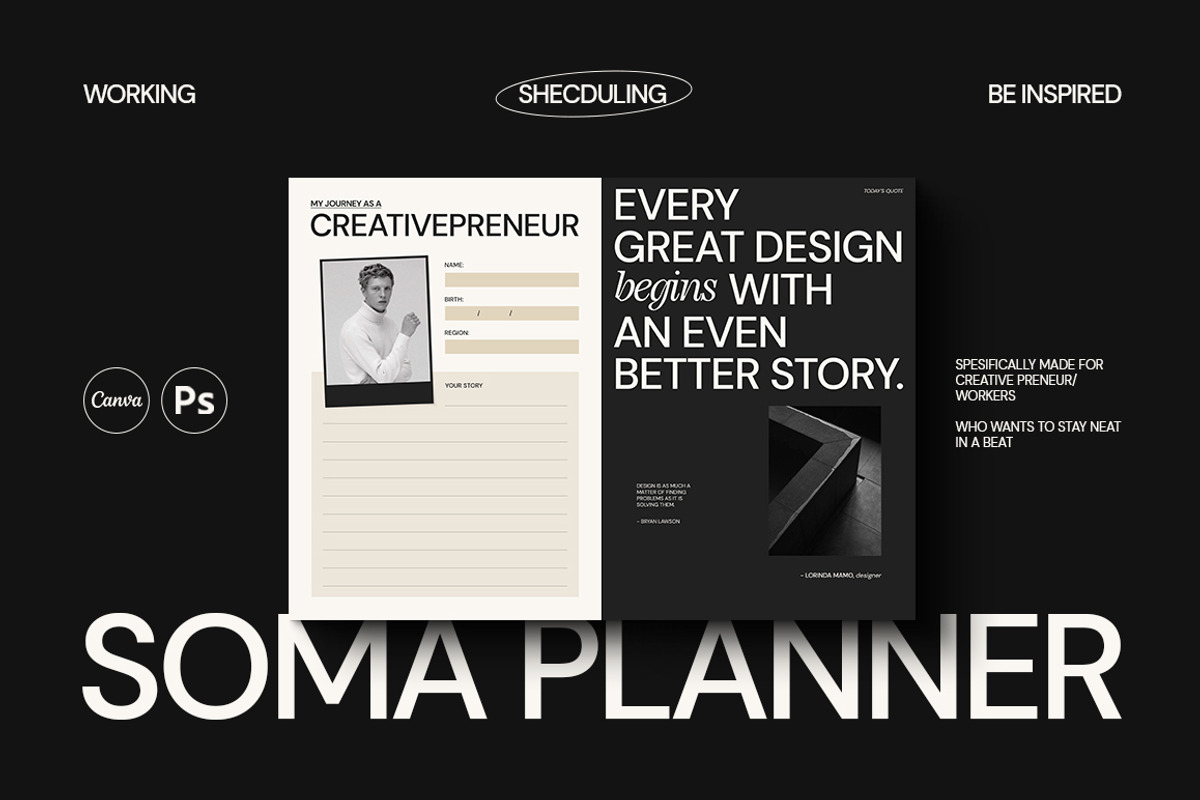 SOMA Creative Planner CANVA PS, a Magazine Template by Eviory (Photo 1 of 10)