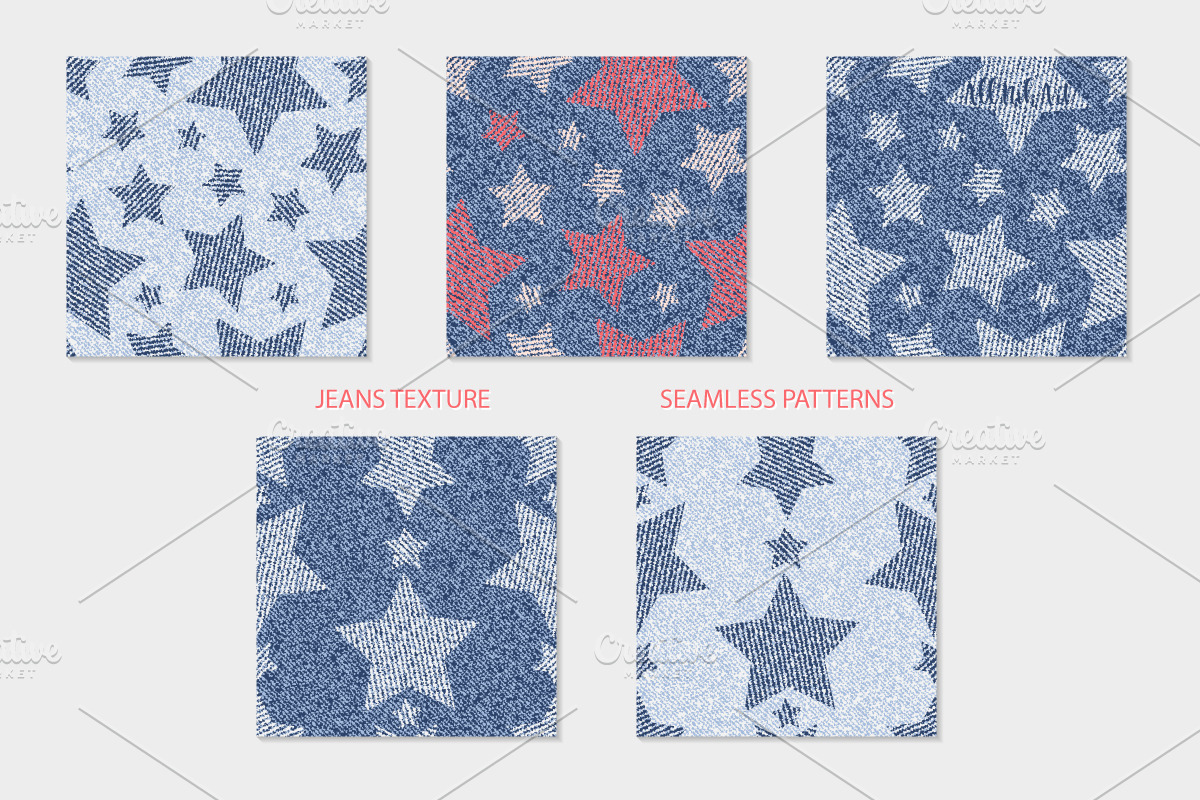 Denim Stars Texture Seamless Pattern, a Pattern Graphic by AllNikArt (Photo 2 of 4)