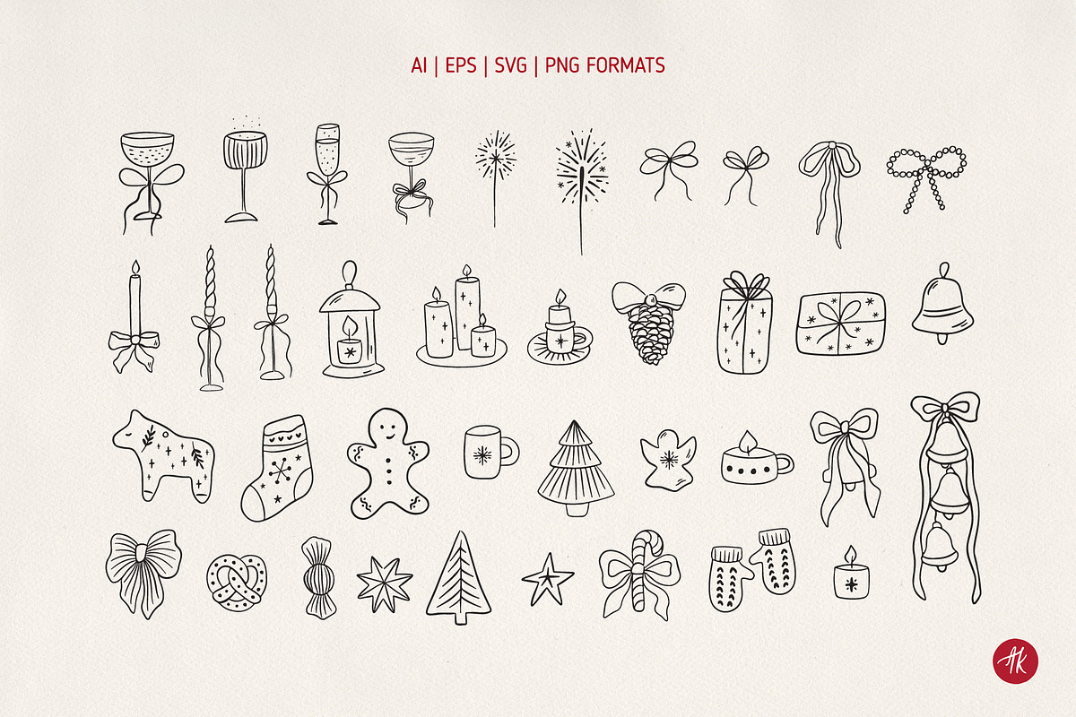 Christmas Hand Drawn Doodles Set, an Object Graphic by Alena Koval (Photo 5 of 18)