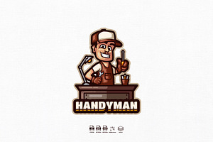 Handy Man Mascot Logo Design, a Branding & Logo Template by kromastd22
