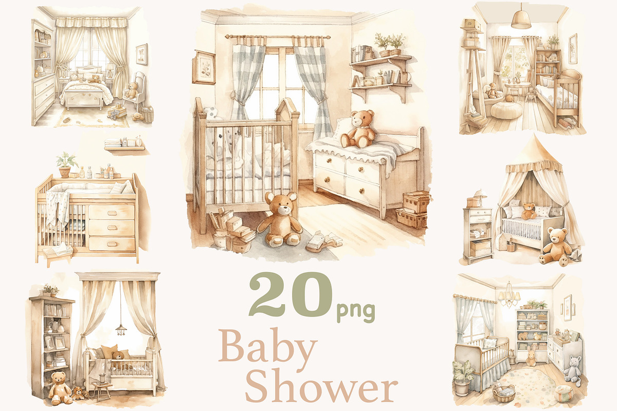 Baby Shower Graphics Collection, a Decorative Illustration by GlamArtZhanna (Photo 1 of 5)