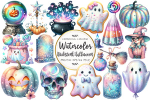 Iridescent Halloween Clipart, an Illustration by OK Design