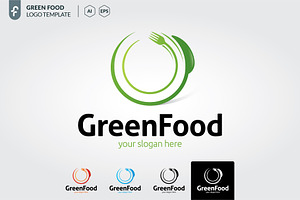 Green food logo template