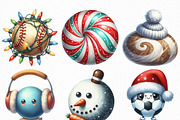 Christmas Sport Balls Sublimation, an Illustration by Craft Nest (Thumbnail 4 of 6)