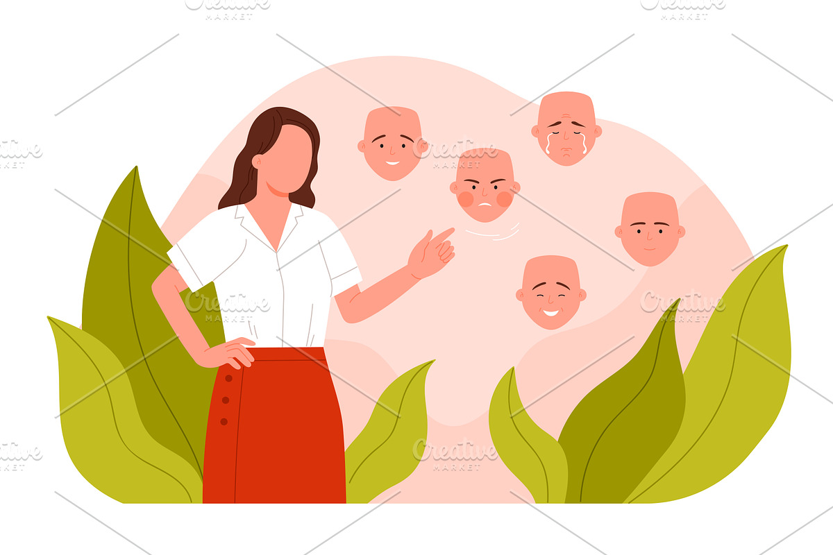 Hypocrisy, dishonesty of person with, a Person Illustration by Flashvector