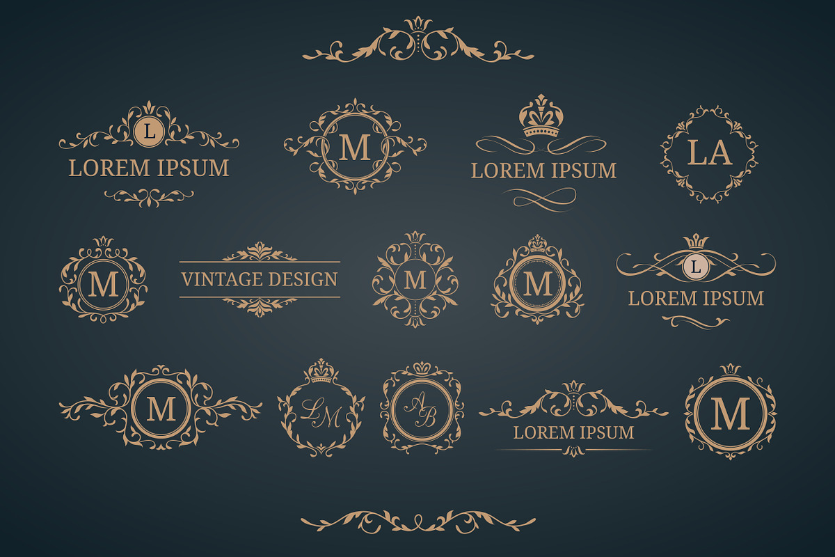 Vintage monogram  design templates, an Invitation Template by MARIA KOLYADINA (Photo 2 of 2)