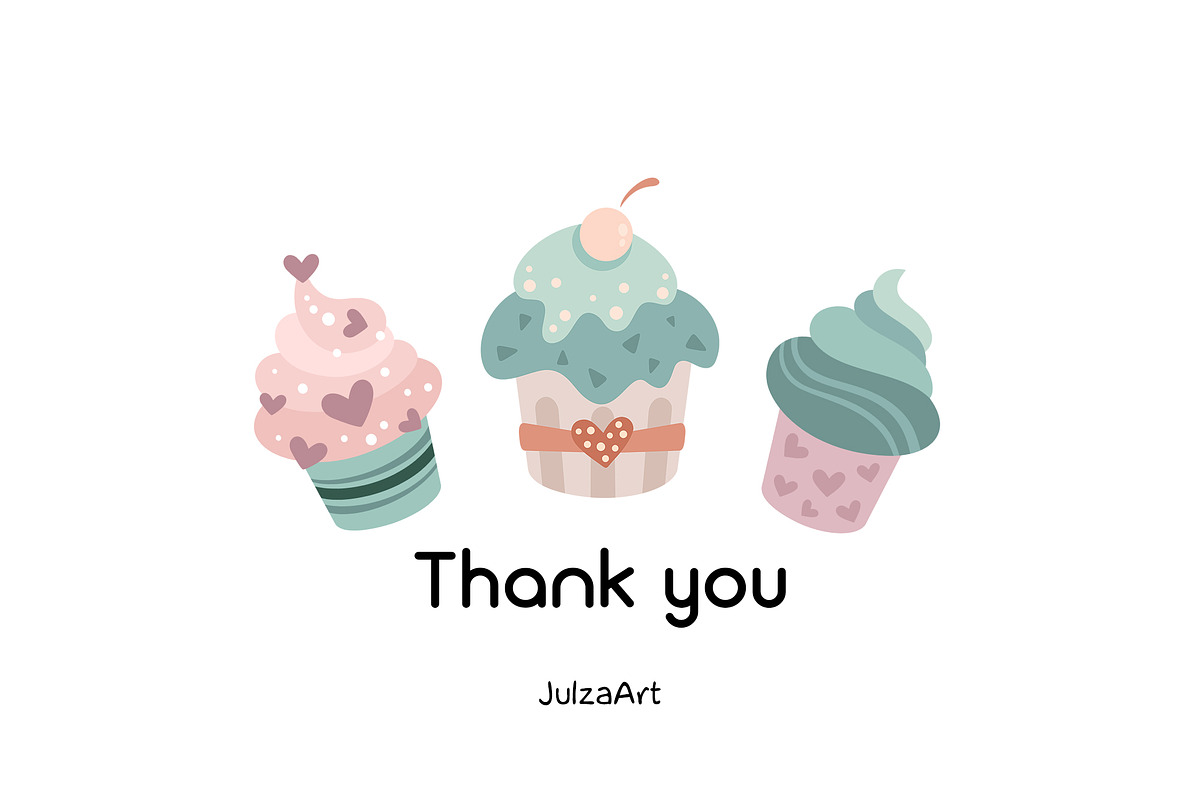 Cupcakes clipart & patterns, a Food Illustration by JulzaArt (Photo 9 of 9)