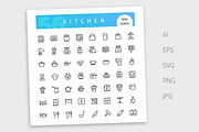 Kitchen Line Icons Set, an Outline Icon by Voysla's Shop (Thumbnail 4 of 4)