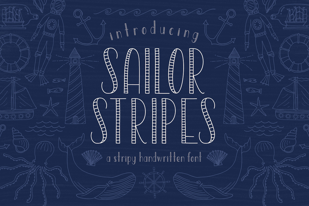 Sailor Stripes Font + Illustrations