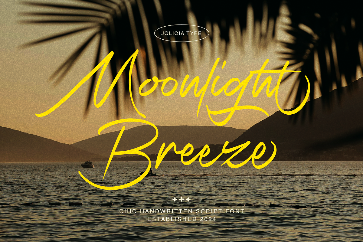 Moonlight Breeze | Handwritten font, a Script Font by Jolicia Type (Photo 1 of 10)