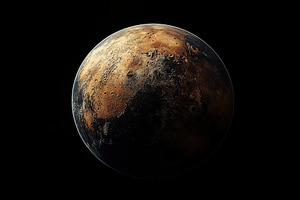 Beautiful planet Mars on a dark background, an Abstract Photo by AlyaAnd