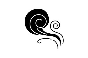 Wind Whirl Black Glyph Icon