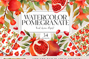 Watercolor Pomegranate clipart, a Decorative Illustration by LukaJreym (Thumbnail 9 of 10)