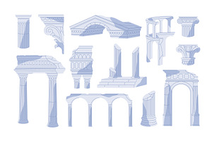 Ancient Greek ruins set, a Decorative Illustration by PaperTrident