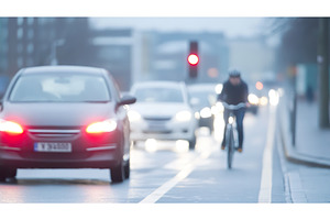 Blurred Traffic with Bicycles and, a Transportation Photo by Lermont51