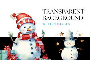 Watercolor Snowmen Clipart Pack