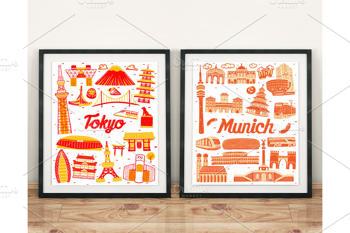 Travel Poster Big Bundle Vector Art, an Object Graphic by MEDZ (Photo 8 of 10)