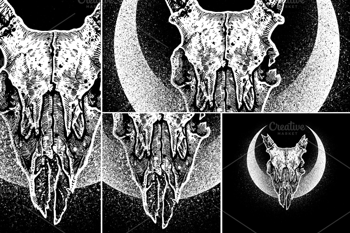 Hard Light Skull Moon Design, an Illustration by Design by sebrodbrick (Photo 1 of 2)