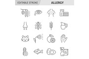 Allergy line icon set, an Outline Icon by ElineDesign (Thumbnail 1 of 3)