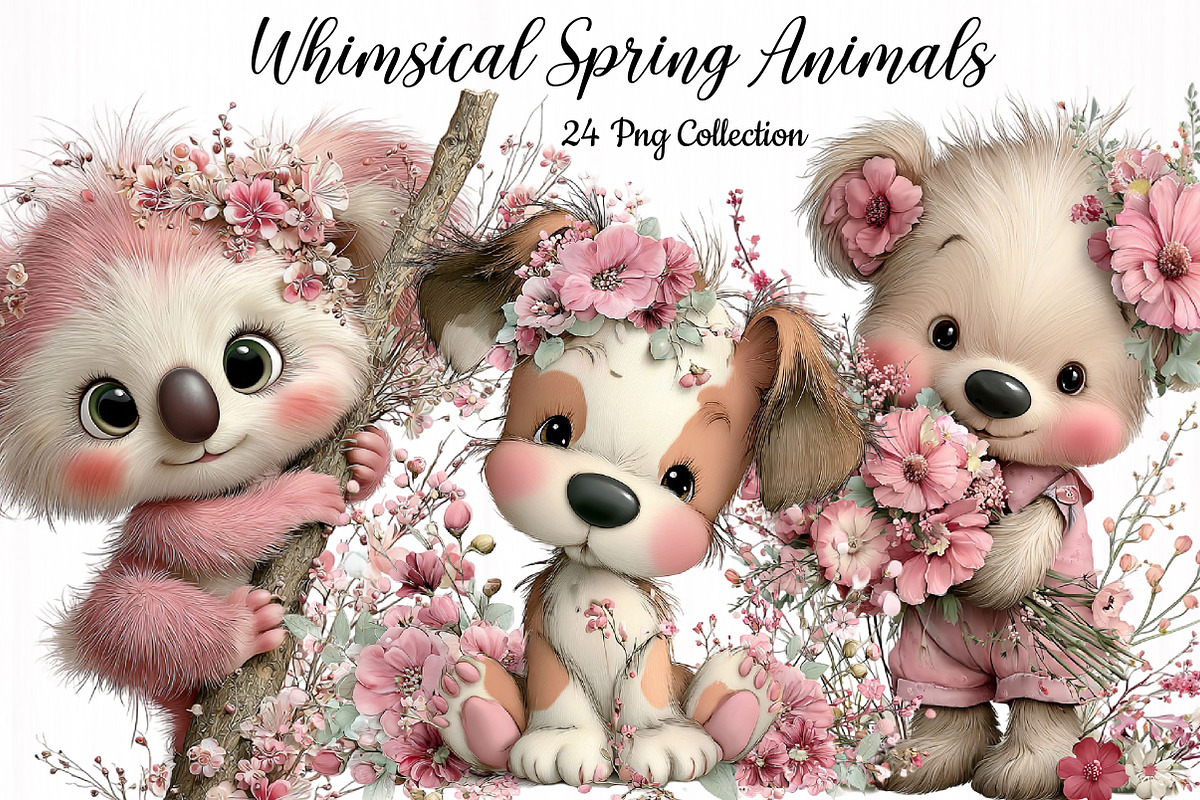 Whimsical Spring Animals Clipart, an Animal Illustration by DreamCafeArt (Photo 1 of 7)
