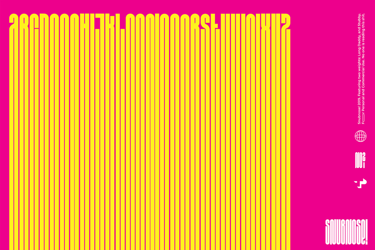 Snubnose! Display Typeface, a Font by tanner puzio. (Photo 6 of 6)