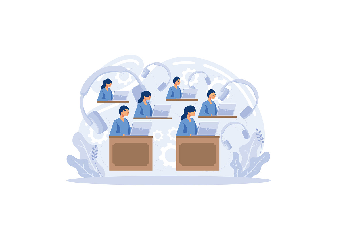 Customer support call center., a Work Illustration by alwie99d