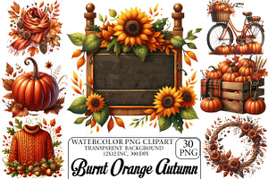 Burnt Orange Autumn Sublimation Clip, an Illustration by DreamPrint404