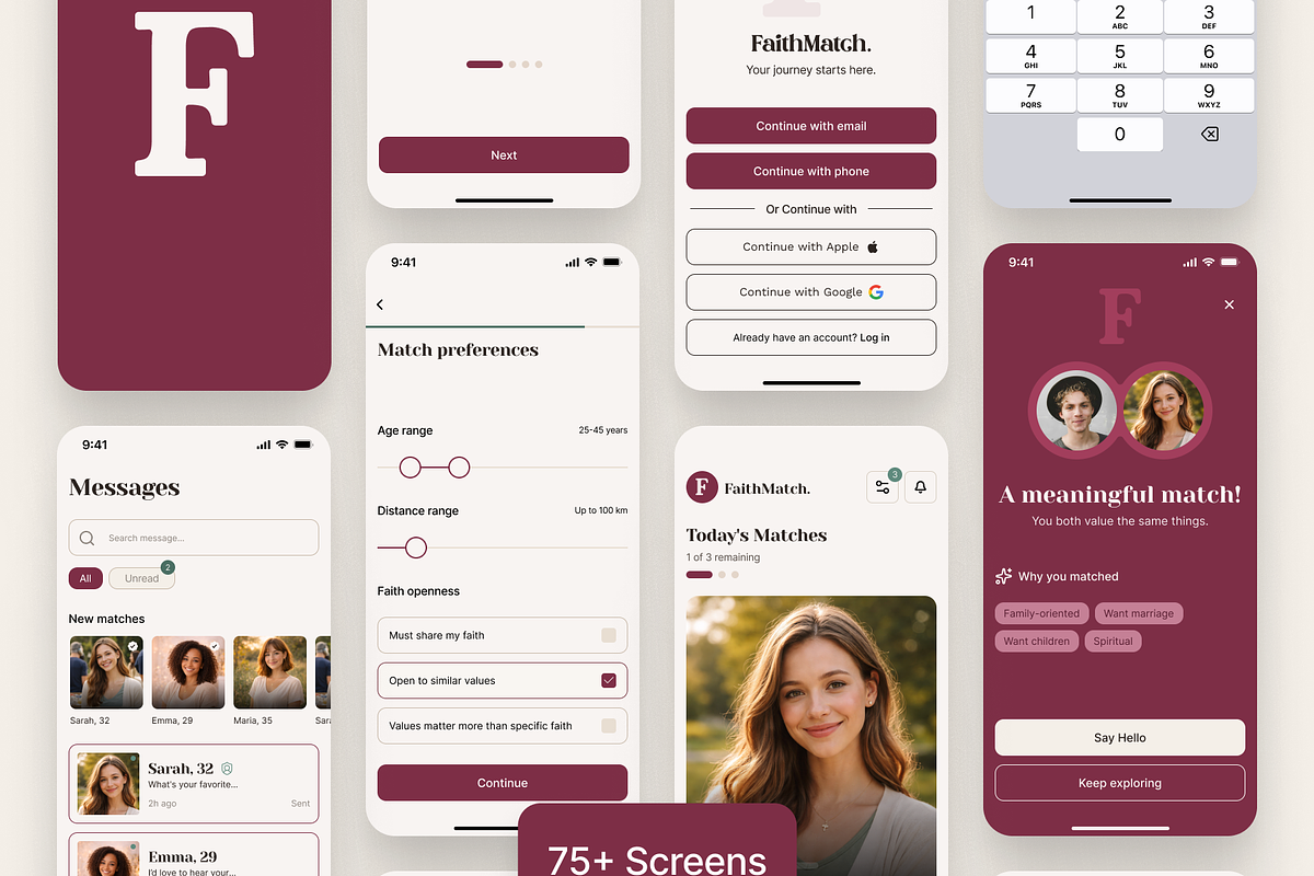 FaithMatch – Dating App Mobile UI Ki, a Websites & App Template by Creative Graphics (Photo 6 of 8)