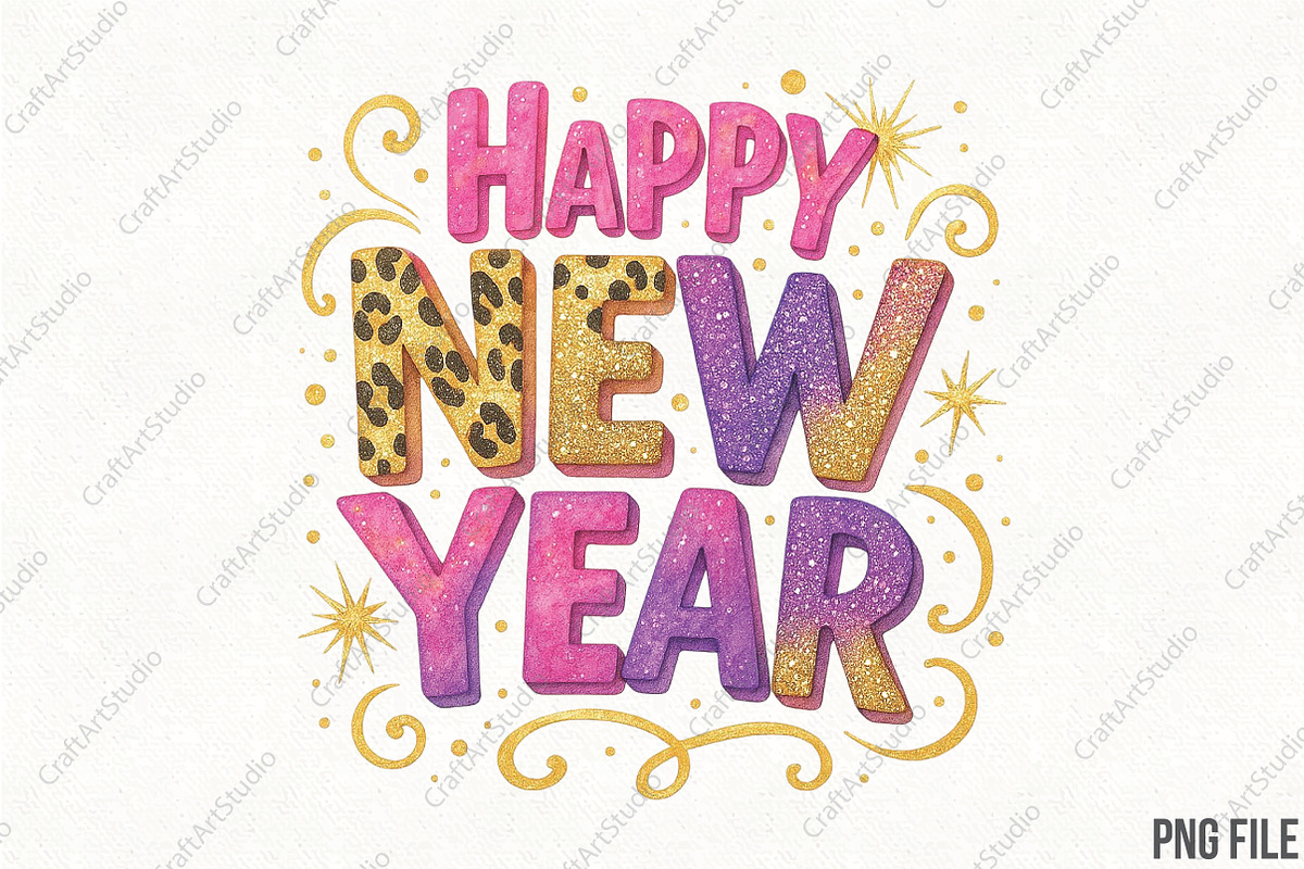 Happy New Year Leopard PNG, an Illustration by CraftArtStudio (Photo 1 of 4)