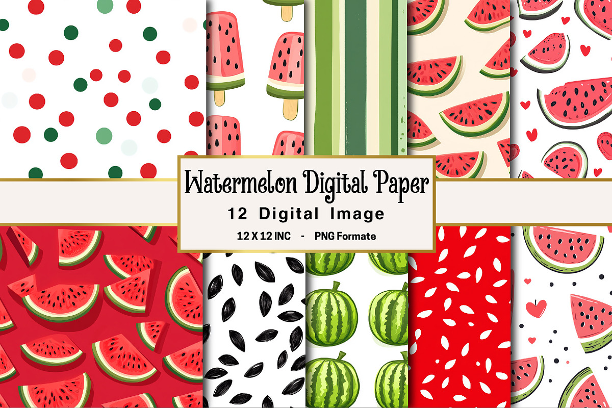 Watermelon Digital Paper, an Illustration by OK Design (Photo 1 of 4)