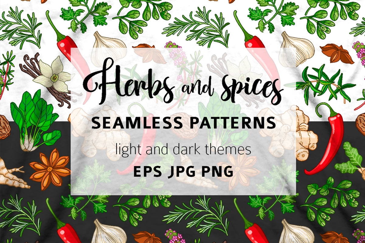 Hot pattern with herbs and spices, a Pattern Graphic by Primula`s shop (Photo 1 of 3)