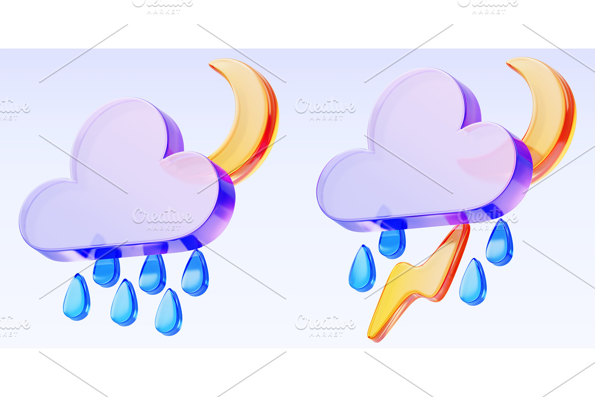 3d weather forecast icon set. Render, an Environmental 3D Model by Marozhkastudio