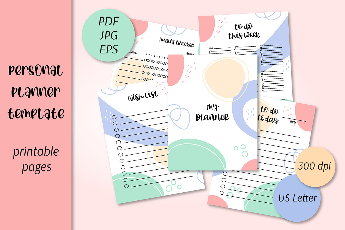 Personal Planner Printable Template, a Stationery Template by AnnaViolet_store (Photo 1 of 14)