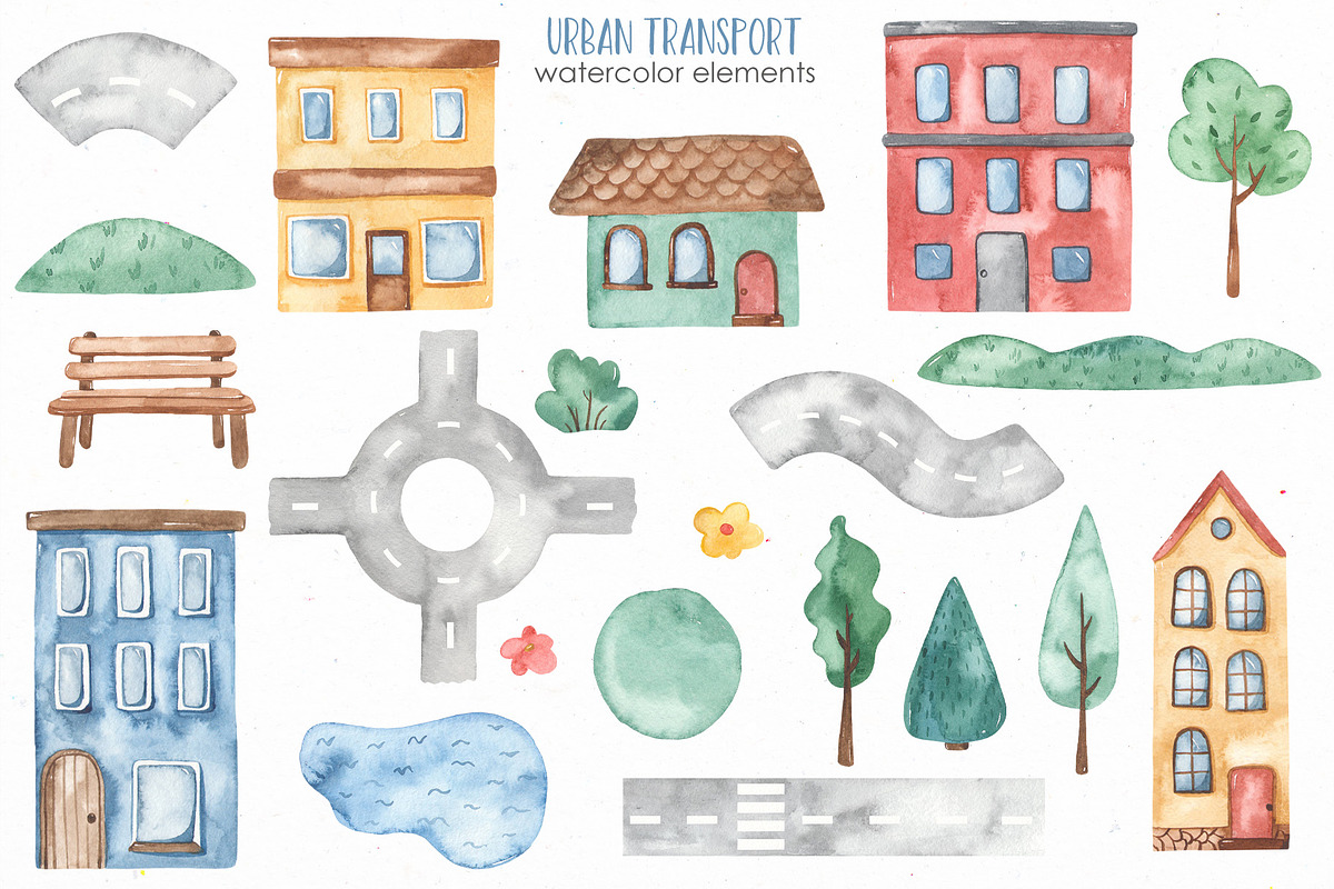Transport bundle partIII watercolor, a Decorative Illustration by Marina Ermakova (Photo 18 of 29)