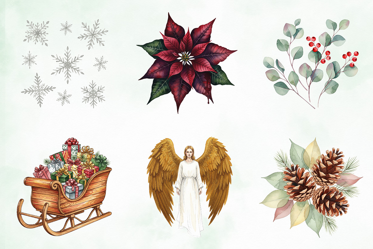 Moody Christmas Clipart PNG Bundle, an Illustration by Creative Art (Photo 5 of 9)